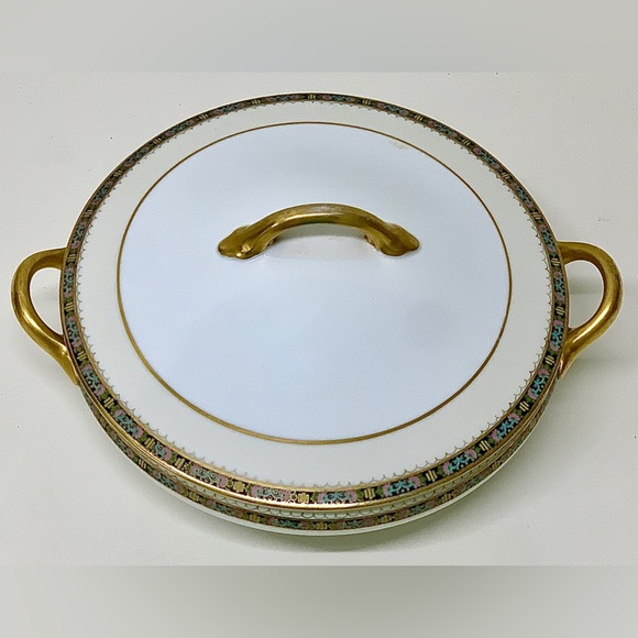 Early 20th Century NORITAKE M JAPAN CHATILLON Gold Trim Lidded Vegetable Bowl - Picture 15 of 16